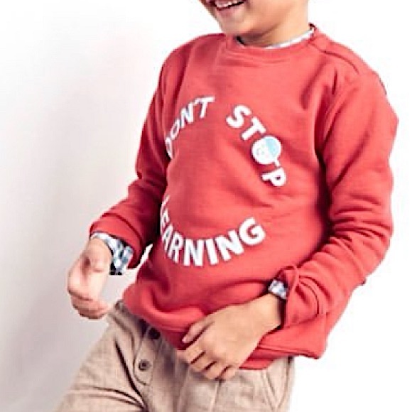 Zara Kids Snap Neck Sweatshirt “Don’t Stop Learning “ - Picture 2 of 6